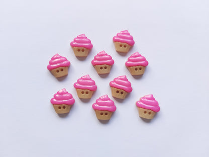 16mm 2-hole acrylic cupcake buttons - bright pink 