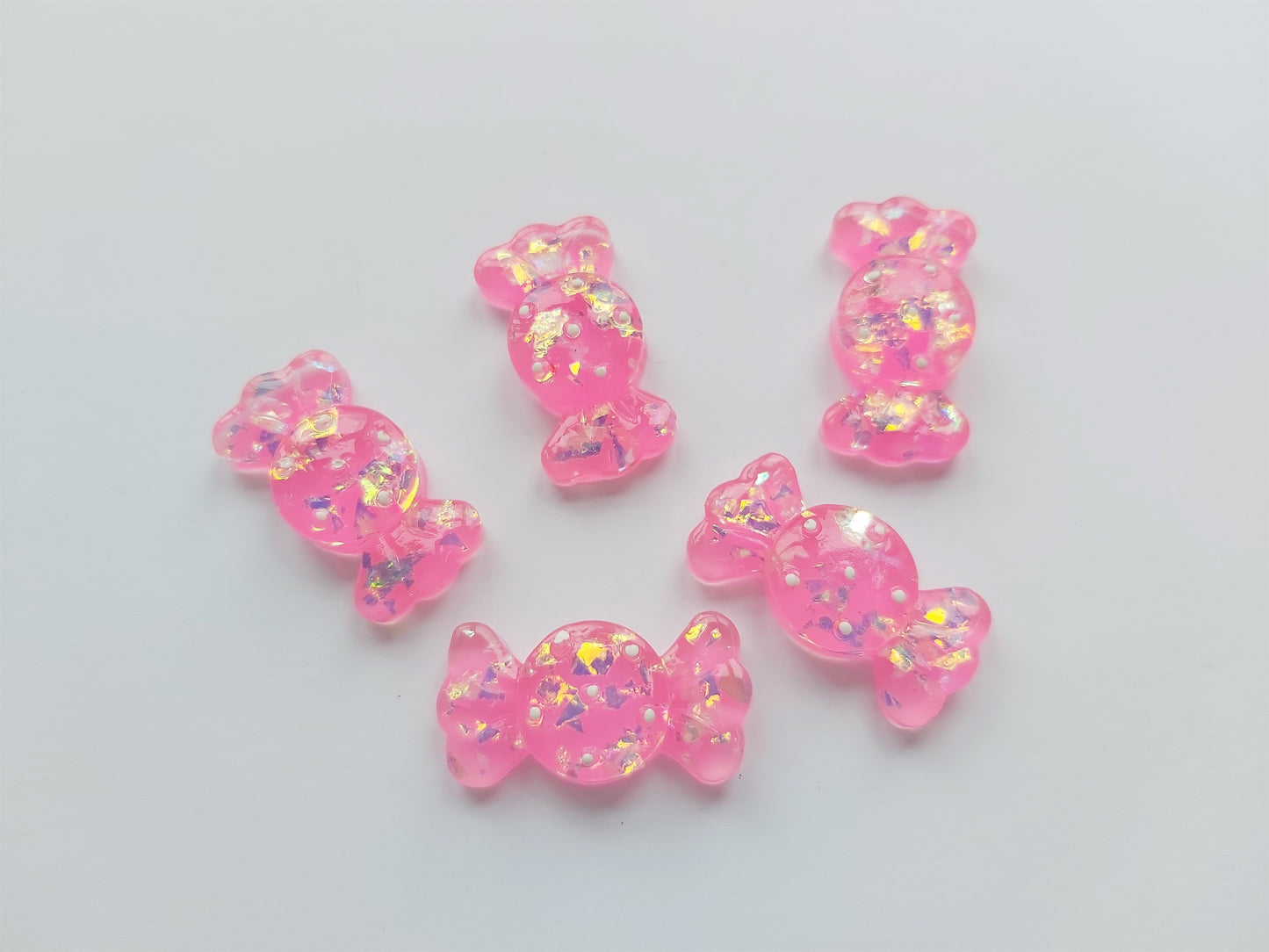 30.5mm sparkle flatback resin sweet cabochons - bright pink 