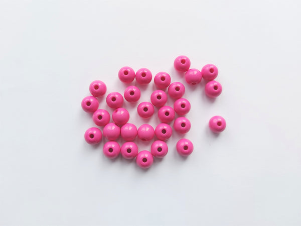 8mm acrylic round beads - bright pink