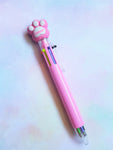 6 in 1 coloured pawprint pen - bright pink 