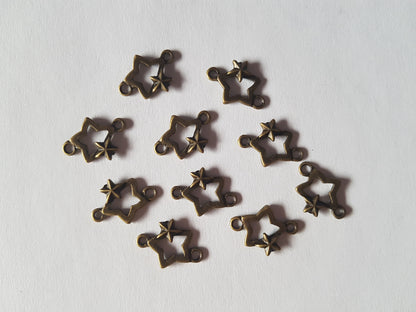 18.5mm star connectors - antique bronze 