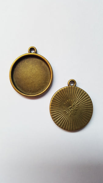 22mm cabochon pendant settings - antique bronze plated