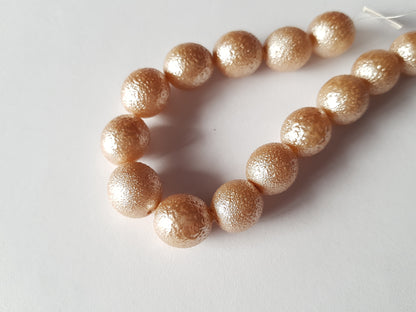 12mm matte effect glass pearl beads - oval - champagne