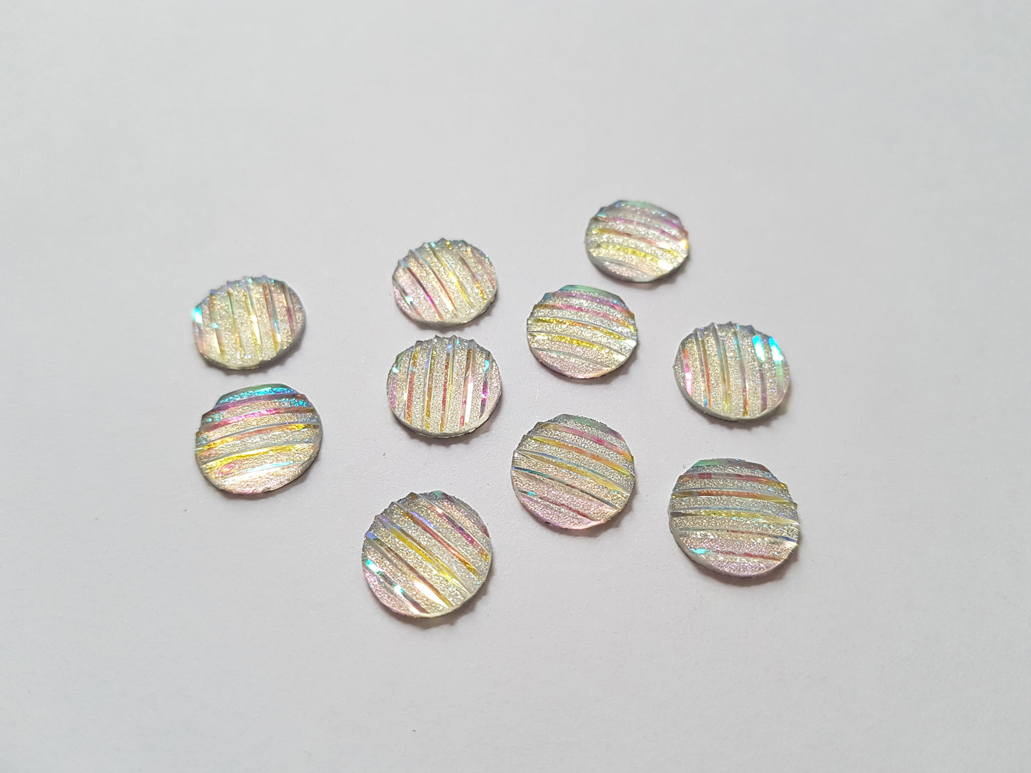 glitter round cabochons - clear