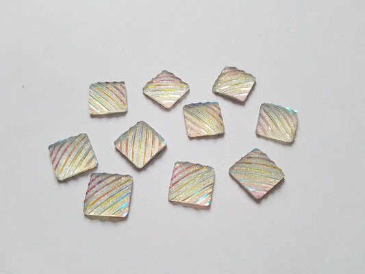 glitter square cabochons - clear 