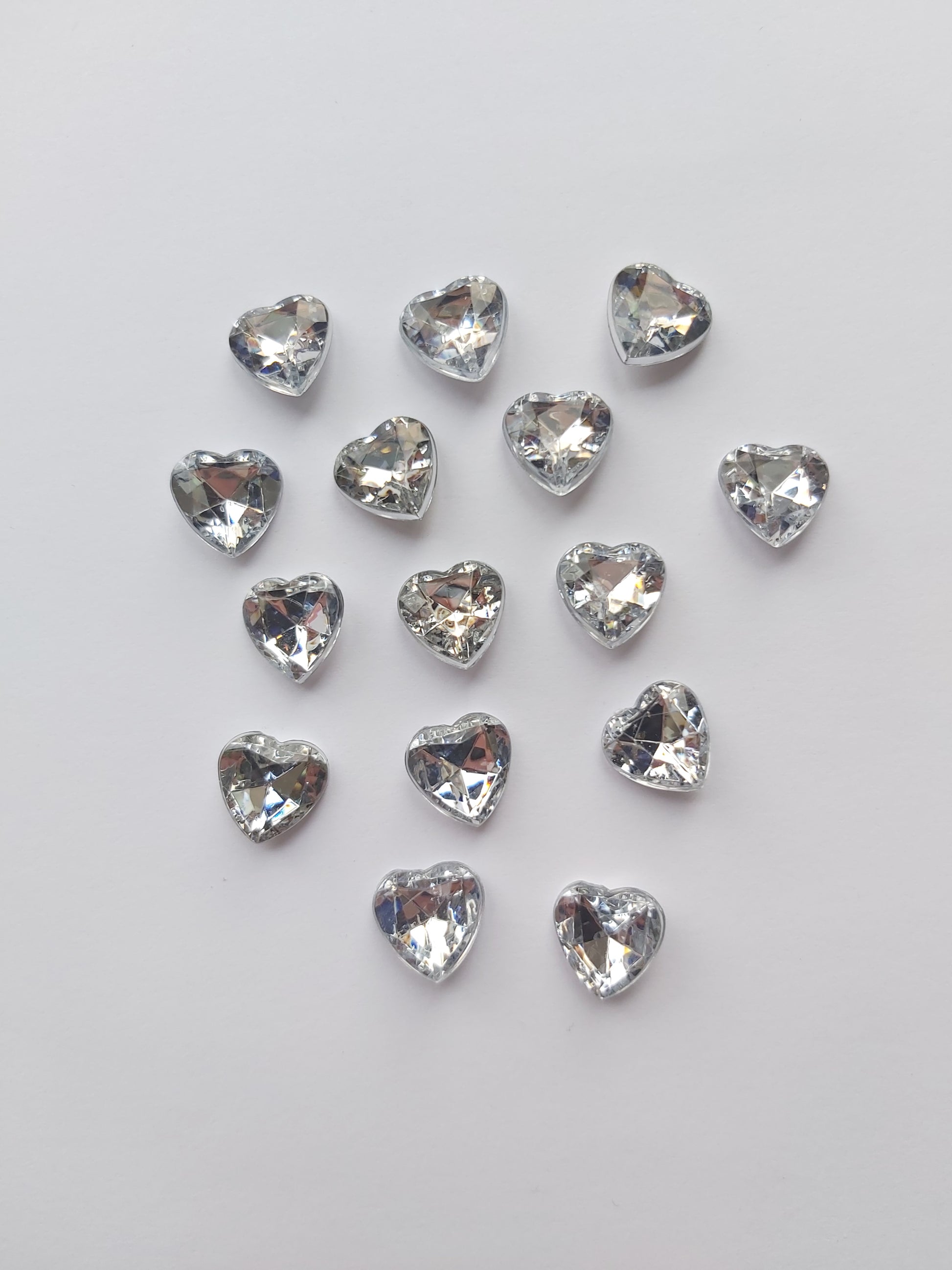 12mm acrylic heart rhinestones - clear