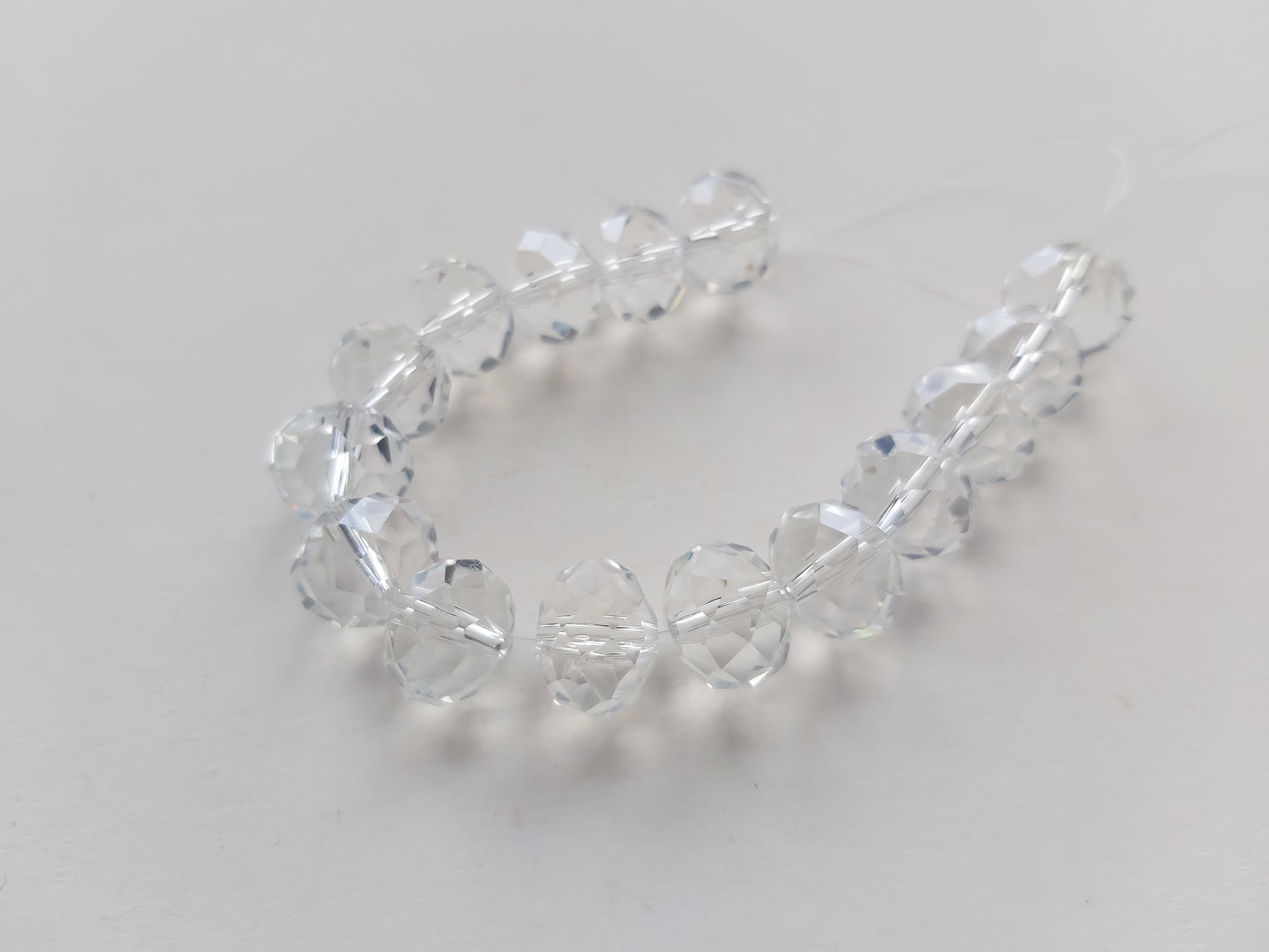 12mm faceted glass rondelle beads - clear