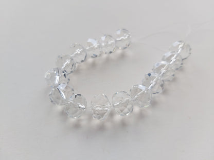 12mm faceted glass rondelle beads - clear