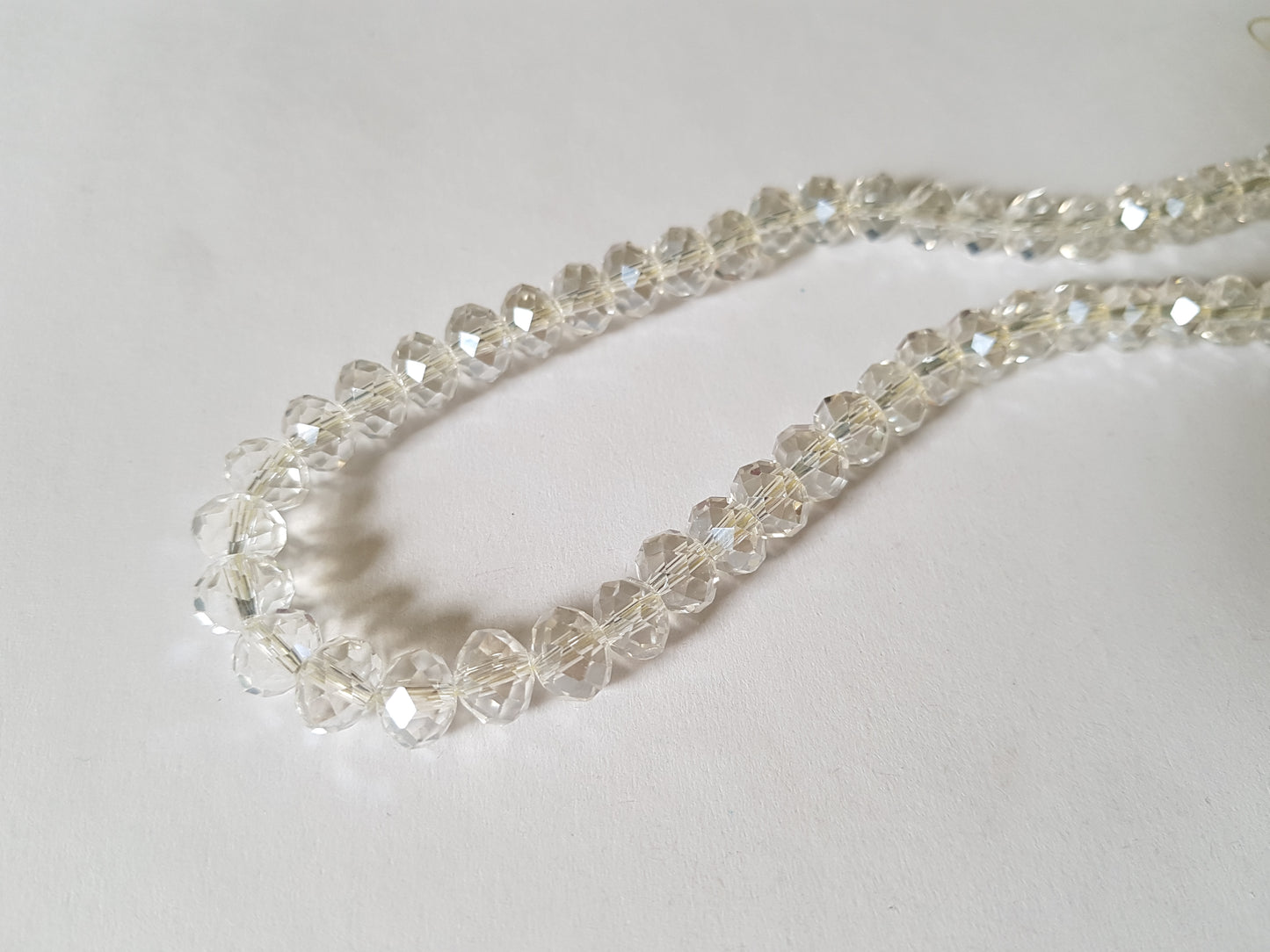 8mm faceted glass rondelle beads - clear 