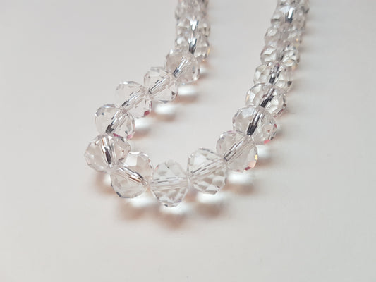 10mm faceted glass rondelle beads - clear