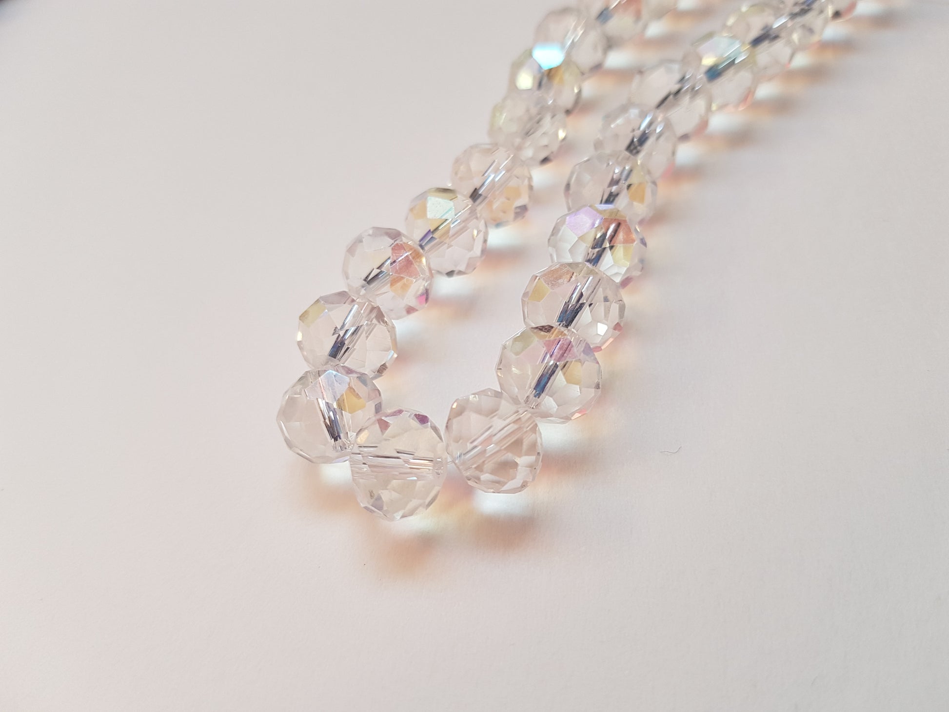 10mm facted glass rondelle beads - clear AB