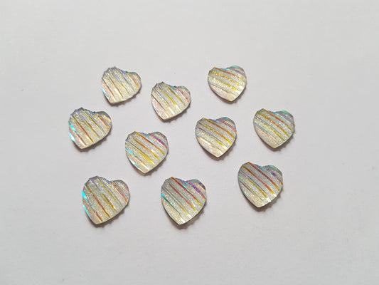 glitter heart cabochons - clear 