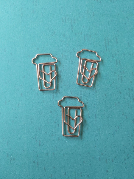 rose gold coffee cup paper clips (set of 3) 