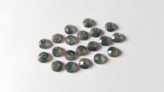 faceted glitter cabochons - dark green