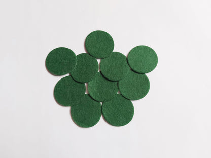 40mm felt circles - dark green