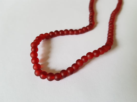 4mm frosted glass beads - deep red