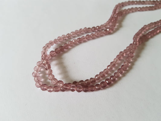 4mm faceted round glass beads - dusty pink