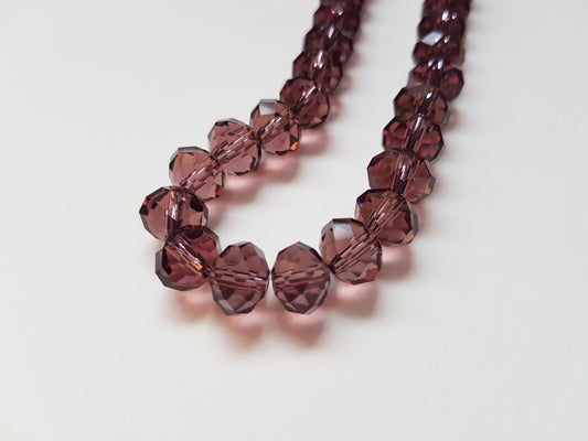 10mm faceted glass rondelle beads - dusty rose