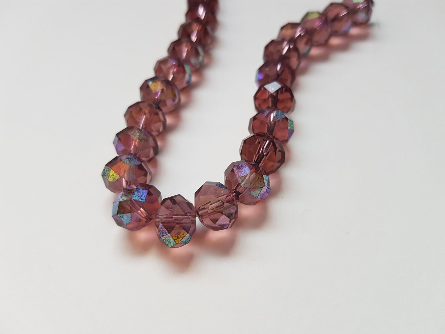 10mm faceted glass rondelle beads - dusty rose AB