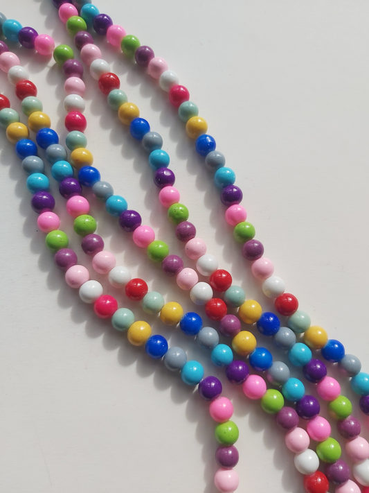 8mm baked glass beads - mixed colour