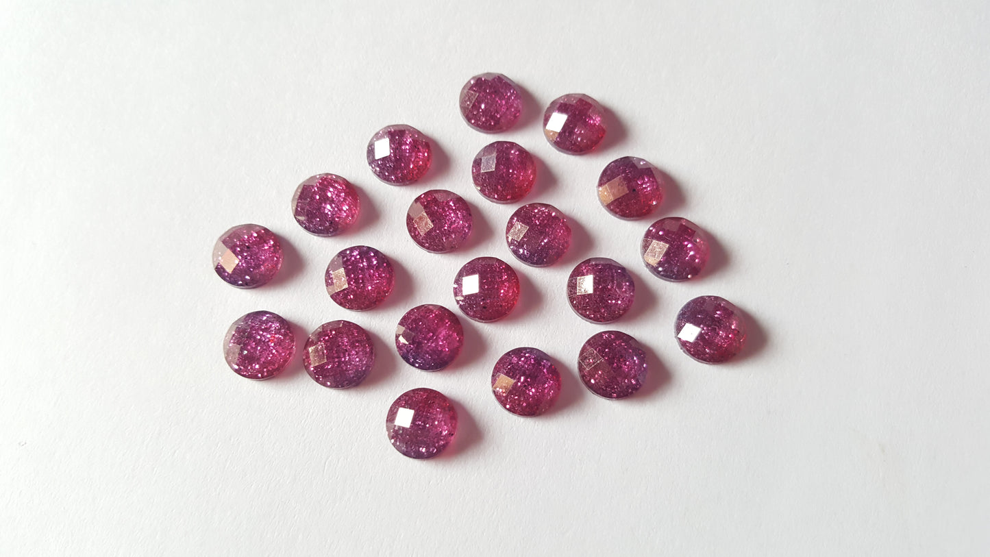 faceted glitter cabochons - fuschia