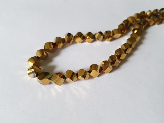 8mm glass helix beads - gold (metallic)