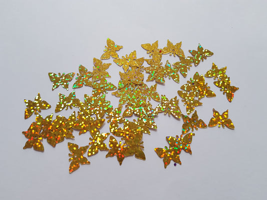 17mm holographic butterfly sequins - gold 