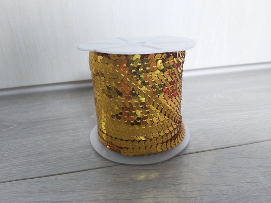 5m metallic sequin trim - 6mm - gold 