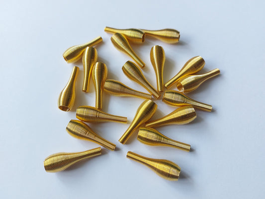 27mm spring "vase" beads - gold plated 