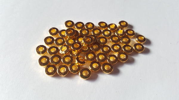 50 x alloy spacer beads - rondelle - 6mm - gold plated 