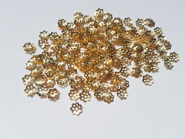 6mm beadcaps - gold plated