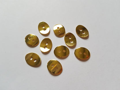 14mm brass oval buttons - gold