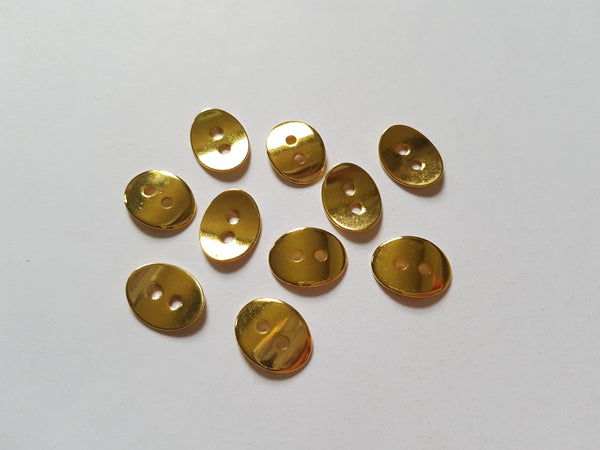 14mm brass oval buttons - gold