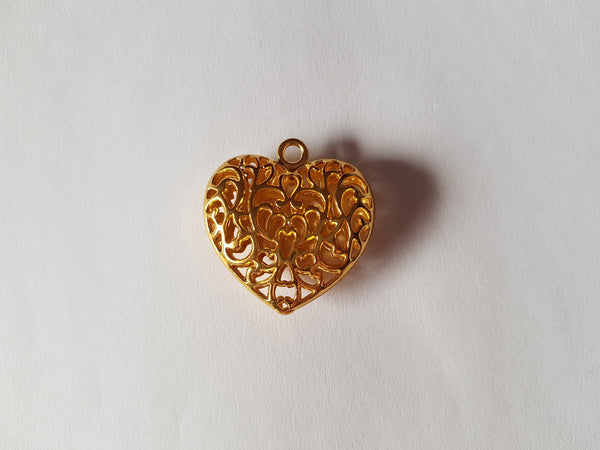 35mm filigree heart pendant - gold plated