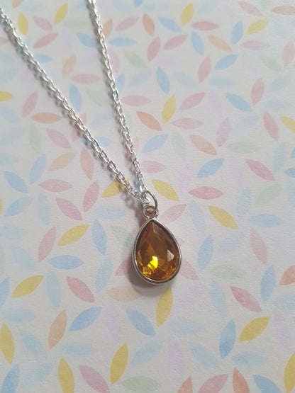 faceted glass drop necklace - golden