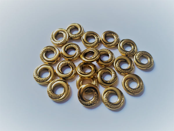 15mm donut ring spacer beads - gold plated