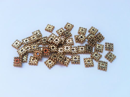 7mm square spacer beads - gold plated