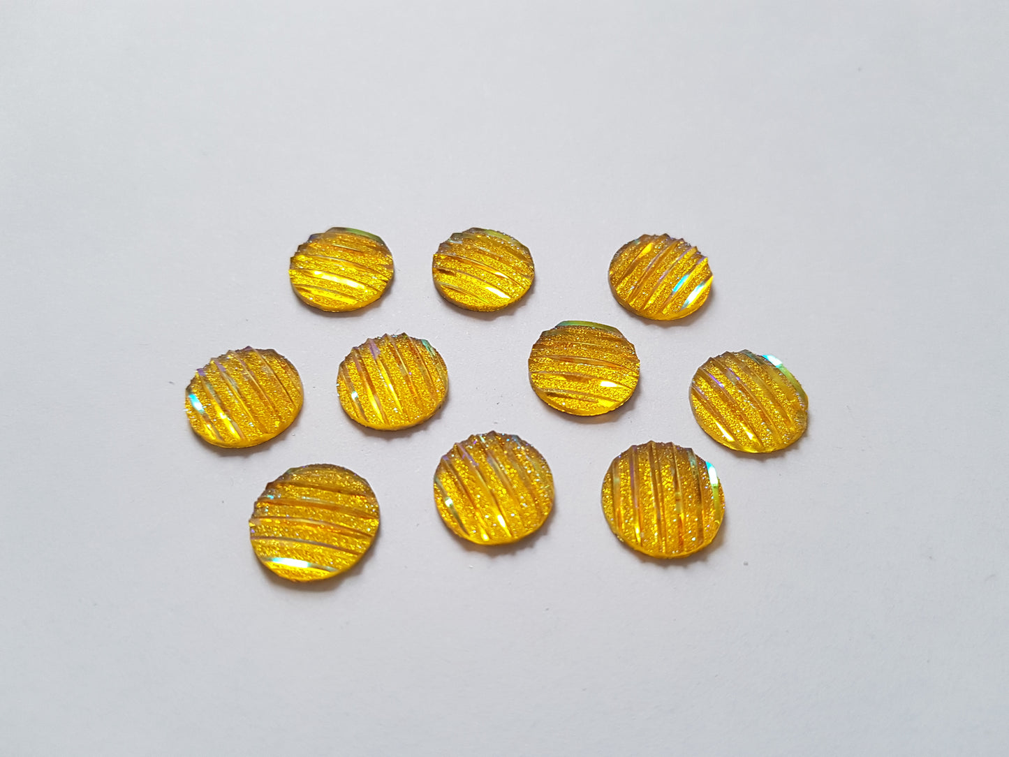 glitter round cabochons - golden