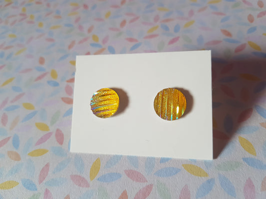 druzy striped stud earrings - round - golden