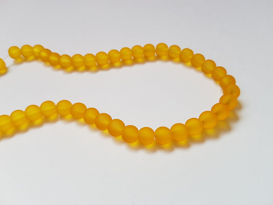 6mm frosted glass beads - golden