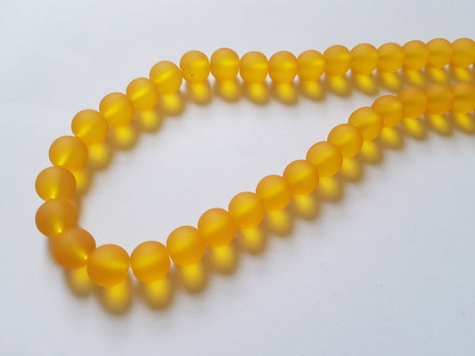 10mm frosted glass beads - golden