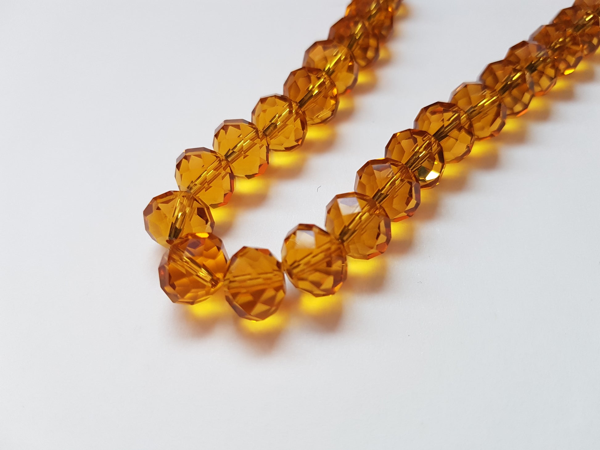 10mm faceted glass rondelle beads - golden