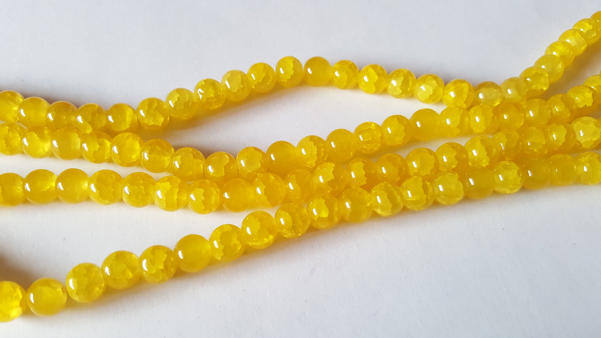 8mm imitation jade crackle glass beads - golden yellow 