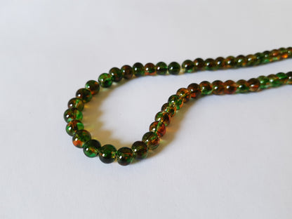 6mm mottled glass beads - green/orange