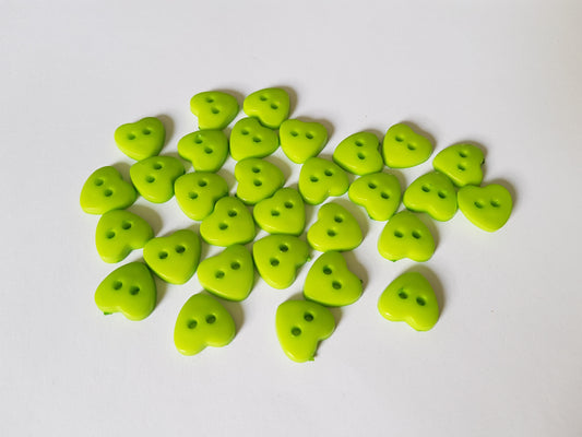 12mm acrylic heart buttons - green