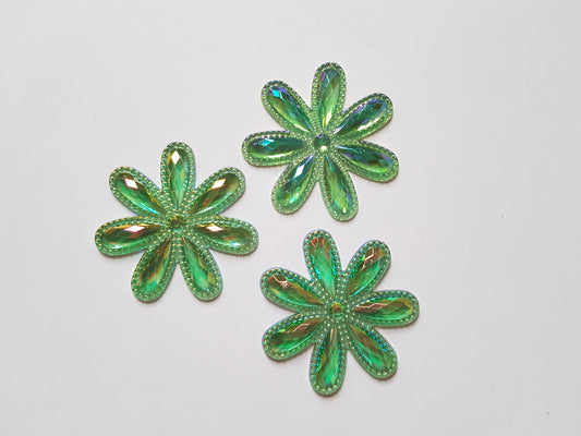 46mm acrylic flower cabochons - green