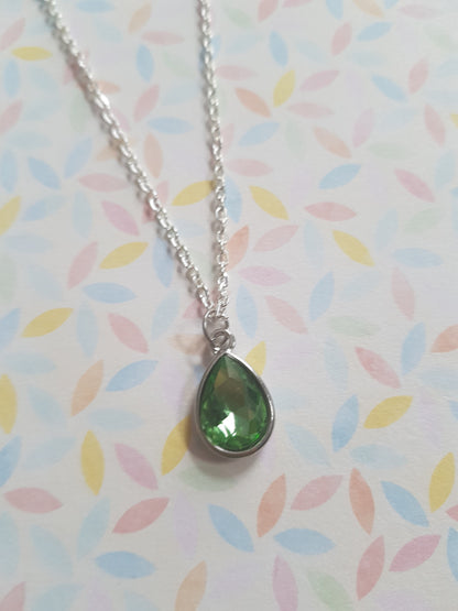 faceted glass drop necklace - green