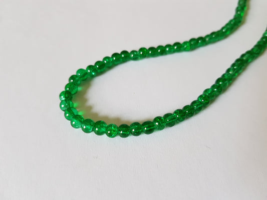 4mm crackle glass beads - green