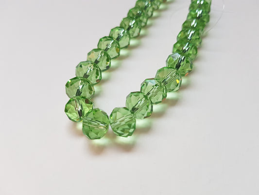 10mm faceted glass rondelle beads - green