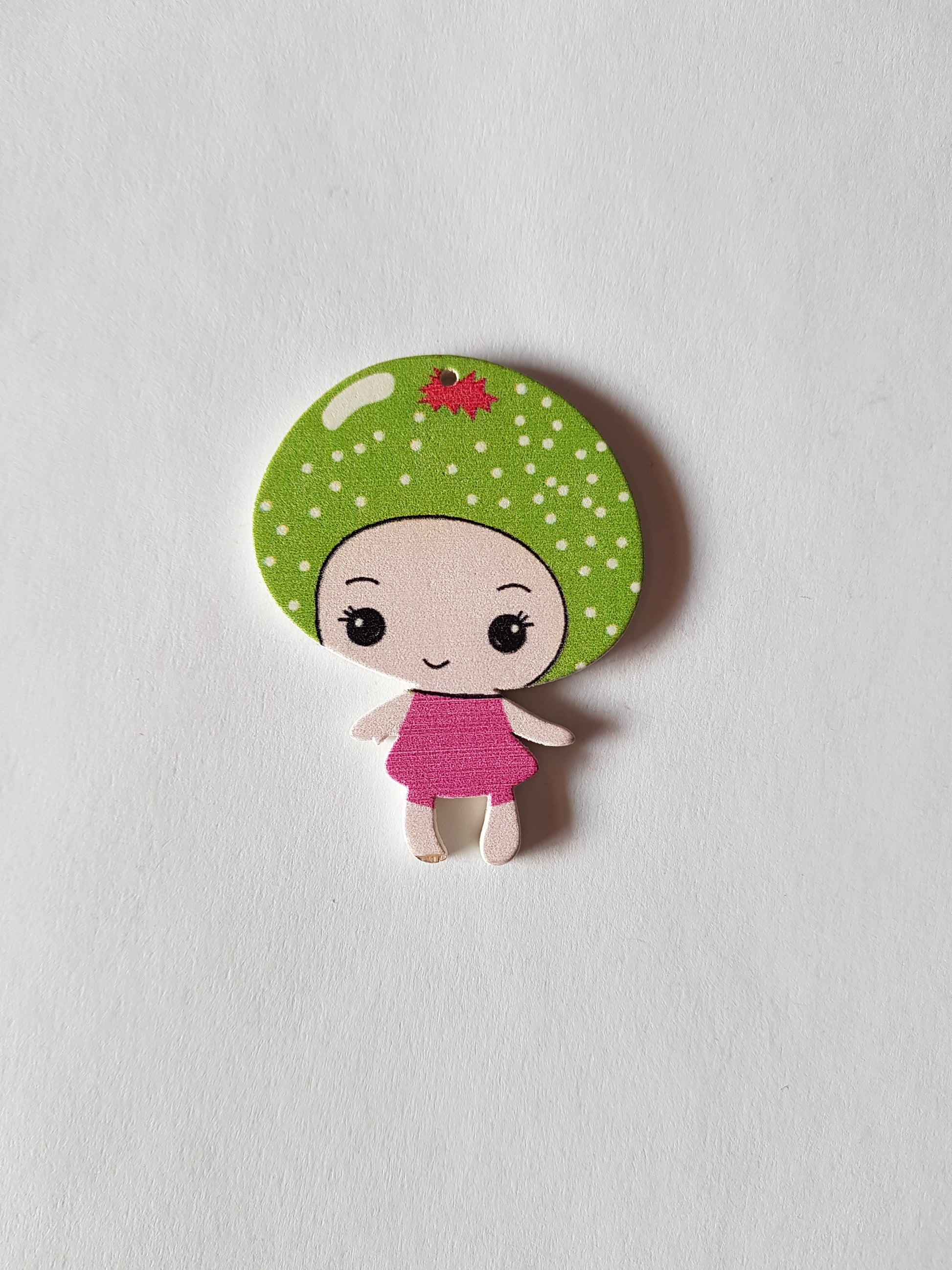 50mm wooden girl pendant - green